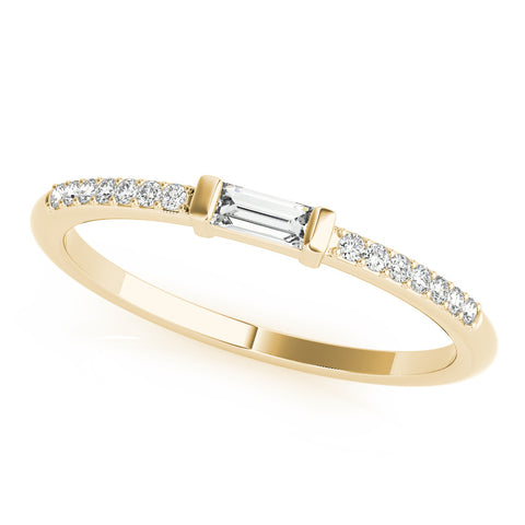 Yellow gold Baguette Diamond Pave Band with Bar Prong Setting
