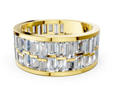 Yellow gold Baguette Diamond Staggered Two-Row Mens Band_12