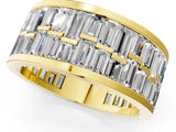 Yellow gold Baguette Diamond Staggered Two-Row Mens Band_13