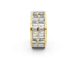 Yellow gold Baguette Diamond Staggered Two-Row Mens Band_14
