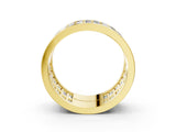 Yellow gold Baguette Diamond Staggered Two-Row Mens Band_15