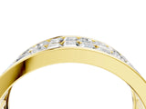 Yellow gold Baguette Diamond Staggered Two-Row Mens Band_16
