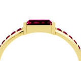 Yellow gold Baguette Garnet Pavé Band with Bar Setting_10
