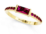 Yellow gold Baguette Garnet Pavé Band with Bar Setting_7