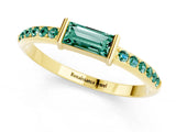 Yellow gold Baguette Green Sapphire Pavé Band with Bar Setting_7