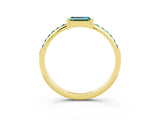 Yellow gold Baguette Green Sapphire Pavé Band with Bar Setting_9