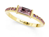 Yellow gold Baguette Morganite Pavé Band with Bar Setting_7