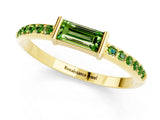 Yellow gold Baguette Peridot Pavé Band with Bar Setting_7