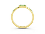 Yellow gold Baguette Peridot Pavé Band with Bar Setting_9