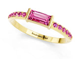 Yellow gold Baguette Pink Sapphire Pavé Band with Bar Setting_19