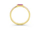 Yellow gold Baguette Pink Sapphire Pavé Band with Bar Setting_21