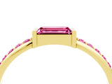 Yellow gold Baguette Pink Sapphire Pavé Band with Bar Setting_22