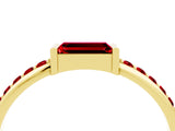 Yellow gold Baguette Ruby Pavé Band with Bar Setting_10