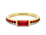 Yellow gold Baguette Ruby Pavé Band with Bar Setting_6