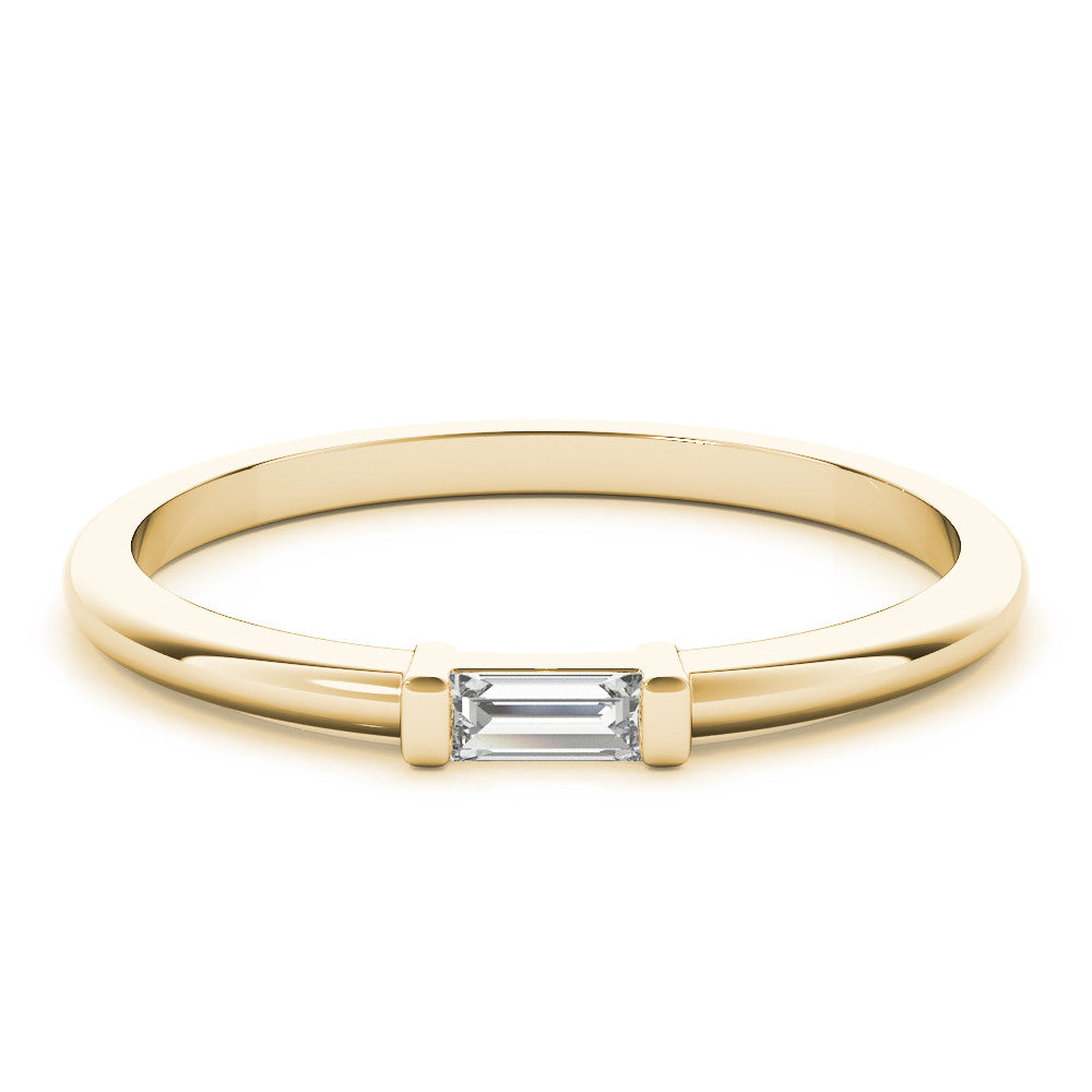 Yellow gold Baguette Solitaire Bar-Set Minimalist Band 1