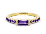 Yellow gold Baguette Tanzanite Pavé Band with Bar Setting_6