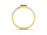 Yellow gold Baguette Tanzanite Pavé Band with Bar Setting_9