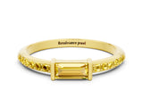Yellow gold Baguette Yellow Sapphire Pavé Band with Bar Setting_18