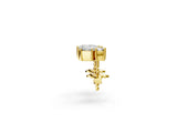 Yellow gold Baguette and Princess Diamond Mosaic Abstract Stud Earrings_76
