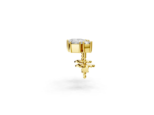 Yellow gold Baguette and Princess Diamond Mosaic Abstract Stud Earrings
