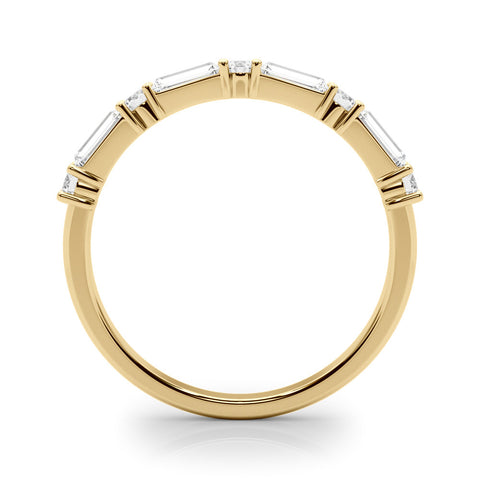 Yellow gold Baguette and Round Diamond Bar Setting Half Eternity Band with Prong Setting 2