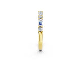 Yellow gold Baguette and Round Diamond Bar Setting Half Eternity Band with Prong Setting_11