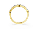 Yellow gold Baguette and Round Diamond Bar Setting Half Eternity Band with Prong Setting_12