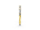 Yellow gold Baguette and Round Diamond Bar Setting Half Eternity Band with Prong Setting_38
