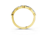 Yellow gold Baguette and Round Diamond Bar Setting Half Eternity Band with Prong Setting_39