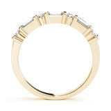 10K Yellow Gold Baguette and Round Diamond Channel Set Half Eternity Band with Bar Prong Setting