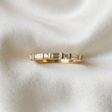 Yellow gold Baguette and Round Diamond Channel Set Half Eternity Band with Bar Prong Setting_7