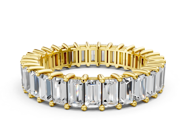 Yellow gold Baguette cut diamond Eternity Band with Shared Prong Setting