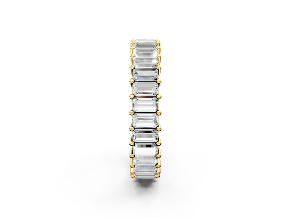 Yellow gold Baguette cut diamond Eternity Band with Shared Prong Setting