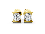 Yellow gold Bar Set Round Diamond Stud Earrings in White Gold_10