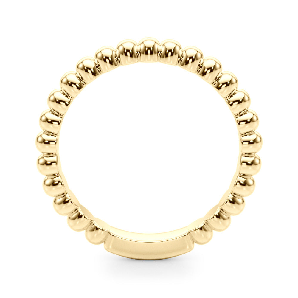 Yellow gold Beaded Round Stone Eternity Band with Bezel Setting 1