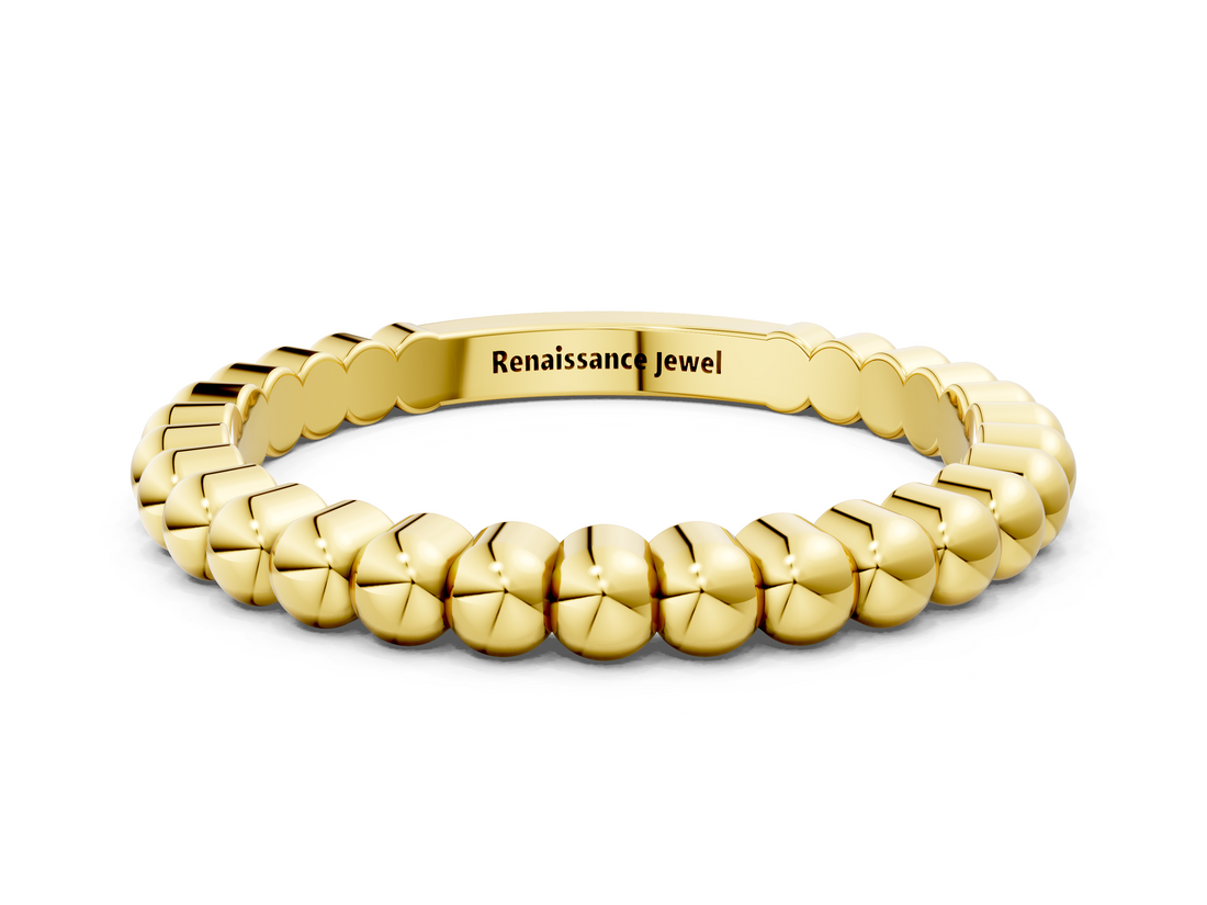 Yellow gold Beaded Round Stone Eternity Band with Bezel Setting_21