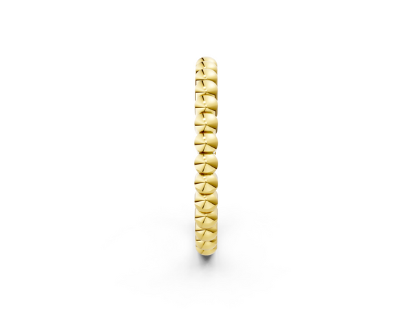 Yellow gold Beaded Round Stone Eternity Band with Bezel Setting