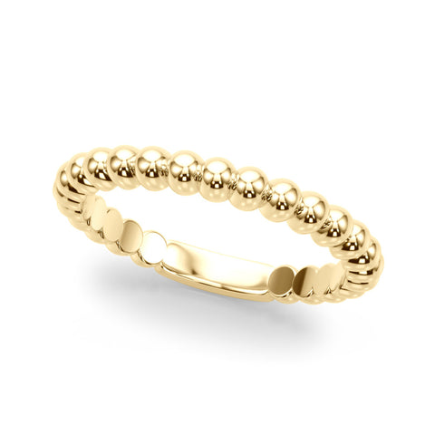 Yellow gold Beaded Round Stone Eternity Band with Bezel Setting