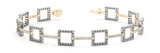 Yellow gold Beaded Square Link Bracelet with Round Cut Diamonds and Channel Setting