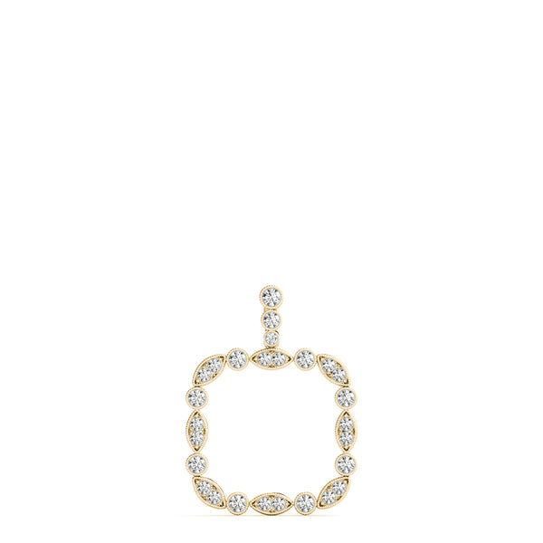 Yellow gold Bezel Marquise and Round Diamond Pendant