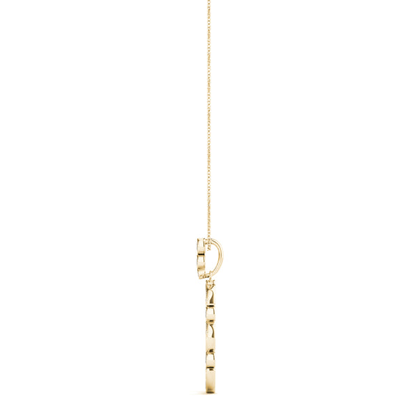 Yellow gold Bezel Marquise and Round Diamond Pendant