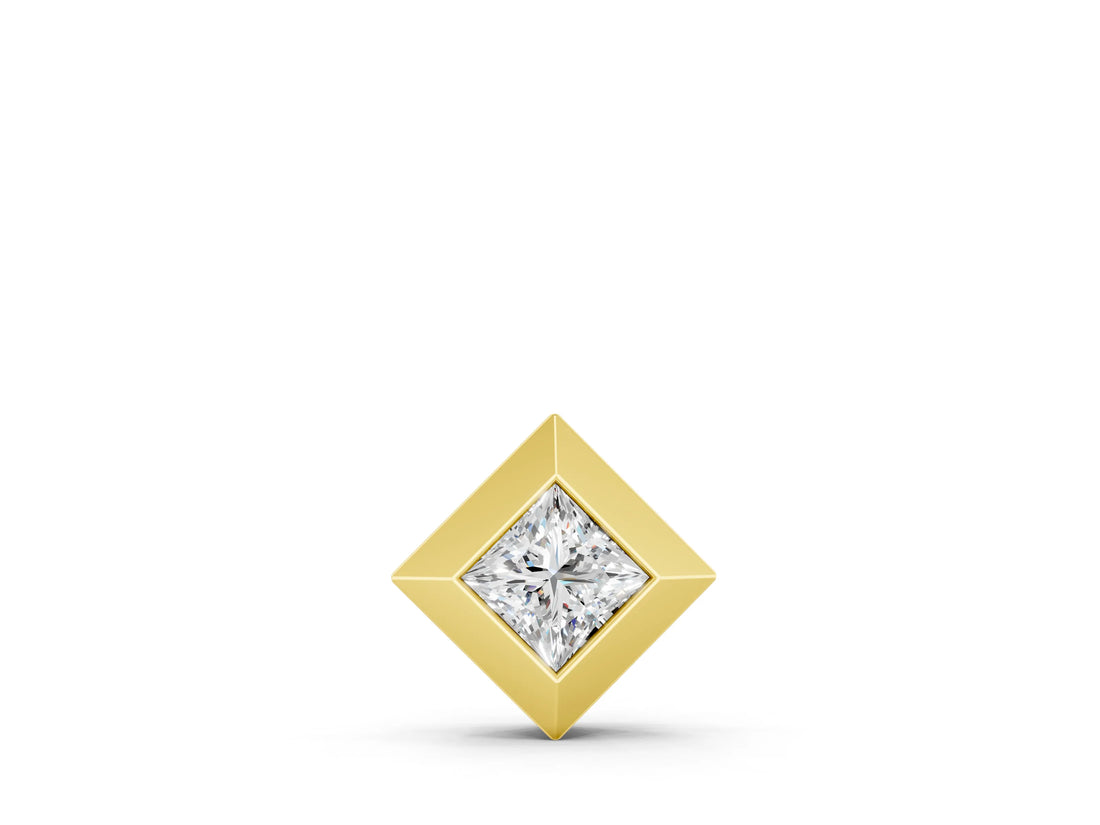 Yellow gold Bezel Princess Cut Diamond Pendant_11