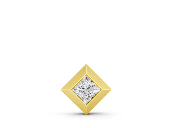 Yellow gold Bezel Princess Cut Diamond Pendant