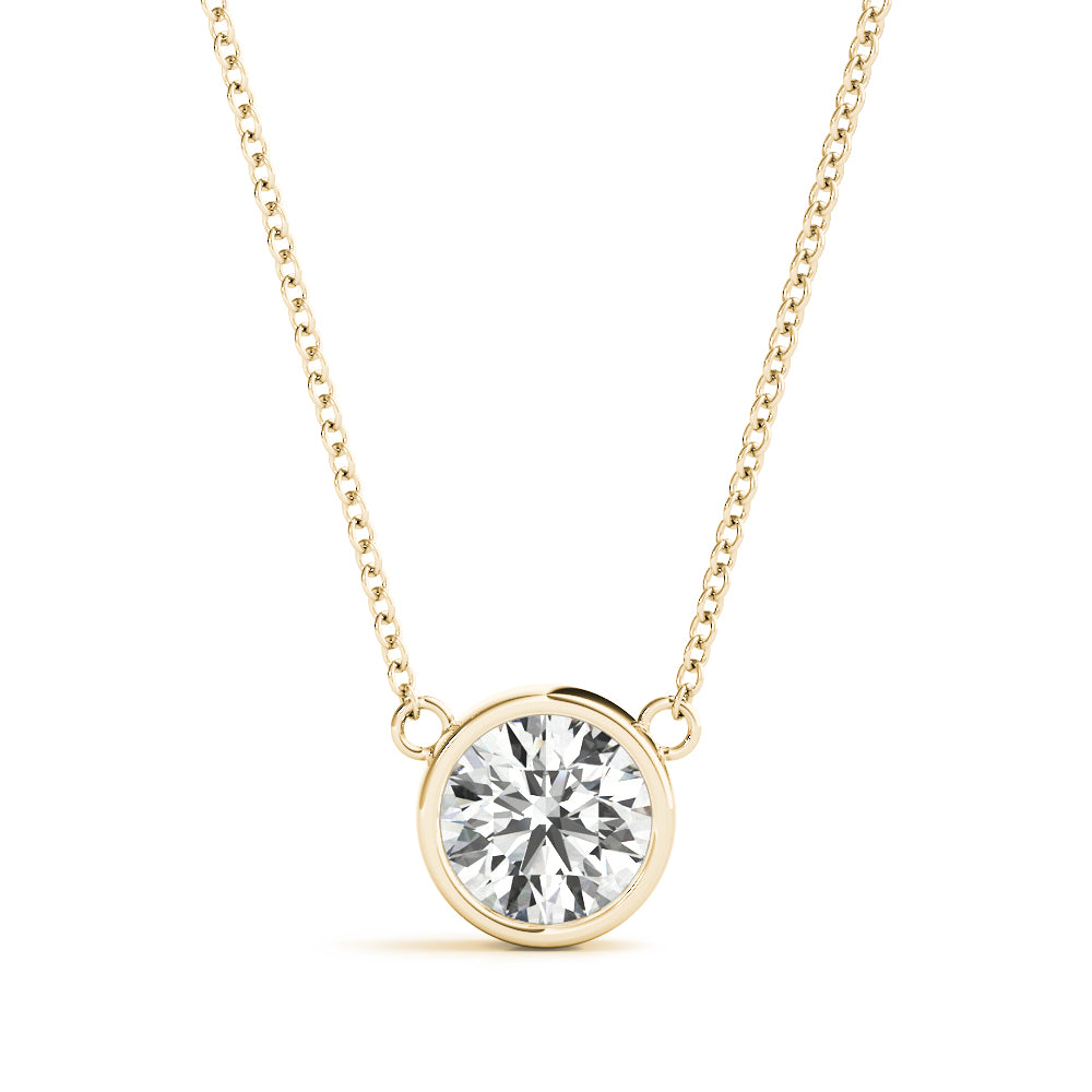 Yellow gold Bezel Round Solitaire Pendant