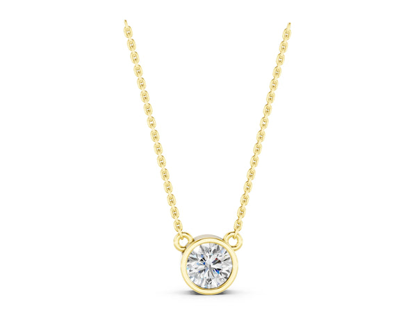 Yellow gold Bezel Round Solitaire Pendant