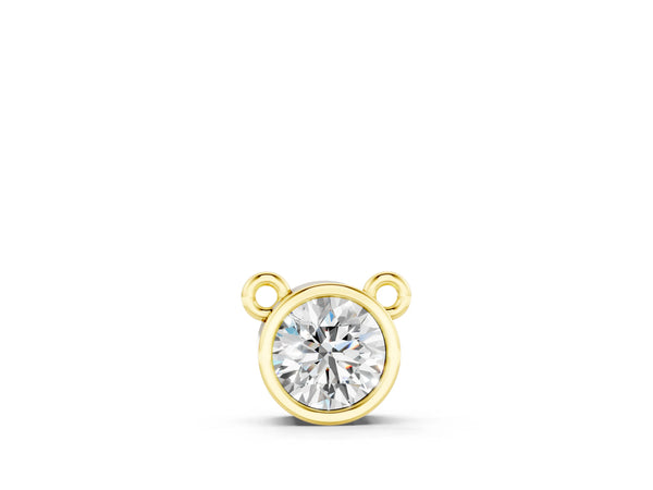 Yellow gold Bezel Round Solitaire Pendant