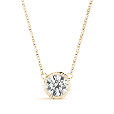 Yellow gold Bezel Round Solitaire Pendant