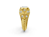 Yellow gold Bezel Set Asscher Cut Diamond Milgrain Band Ring_15