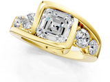 Yellow gold Bezel Set Asscher Cut Diamond Split Shank Ring_4