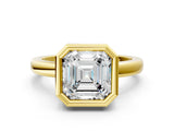 Yellow gold Bezel Set Asscher Cut Solitaire Engagement Ring with Classic Band_3